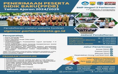 Pendaftaran PPDB Tahun Ajaran 2024-2025